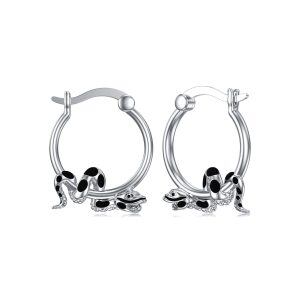 Sterling Silver Snake Earrings-0