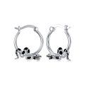 wholesale 925 Sterling Silver Snake Design Hoop Earrings for Women - Black Enamel Accents-0-0