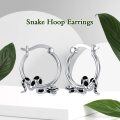 wholesale 925 Sterling Silver Snake Design Hoop Earrings for Women - Black Enamel Accents-0-2