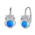 wholesale 925 Sterling Silver Blue Fire Opal Owl Drop Dangle Hook Earrings for Women -0-0