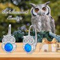 wholesale 925 Sterling Silver Blue Fire Opal Owl Drop Dangle Hook Earrings for Women -0-1