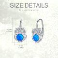 wholesale 925 Sterling Silver Blue Fire Opal Owl Drop Dangle Hook Earrings for Women -0-3