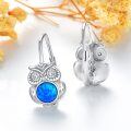 wholesale 925 Sterling Silver Blue Fire Opal Owl Drop Dangle Hook Earrings for Women -0-4