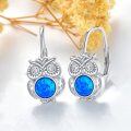 wholesale 925 Sterling Silver Blue Fire Opal Owl Drop Dangle Hook Earrings for Women -0-5