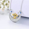 wholesale 925 Sterling Silver Gold Plated Monkey Crescent Moon Stars CZ Pendant Necklace for Women-0-3
