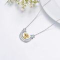 wholesale 925 Sterling Silver Gold Plated Monkey Crescent Moon Stars CZ Pendant Necklace for Women-0-4