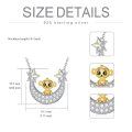 wholesale 925 Sterling Silver Gold Plated Monkey Crescent Moon Stars CZ Pendant Necklace for Women-0-5