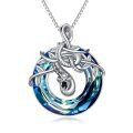 wholesale 925 Sterling Silver Blue Crystal Snake Pendant Necklace for Women-0-0