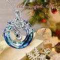 wholesale 925 Sterling Silver Blue Crystal Snake Pendant Necklace for Women-0-3