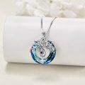 wholesale 925 Sterling Silver Blue Crystal Snake Pendant Necklace for Women-0-5