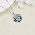 wholesale 925 Sterling Silver Blue Crystal Snake Pendant Necklace for Women-0-6