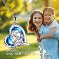 wholesale 925 Sterling Silver Blue Crystal Mother & Baby Elephant Love Forever Pendant Necklace-0-2