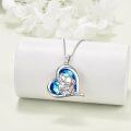 wholesale 925 Sterling Silver Blue Crystal Mother & Baby Elephant Love Forever Pendant Necklace-0-4