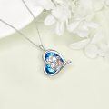 wholesale 925 Sterling Silver Blue Crystal Mother & Baby Elephant Love Forever Pendant Necklace-0-5