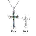 wholesale 925 Sterling Silver Abalone Shell Cross Pendant Necklace for Women-0-2