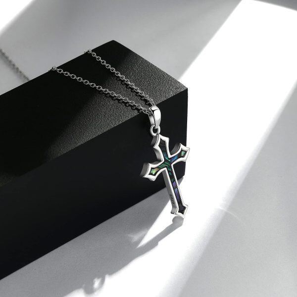 Sterling Silver Cross Pendant Necklace-3