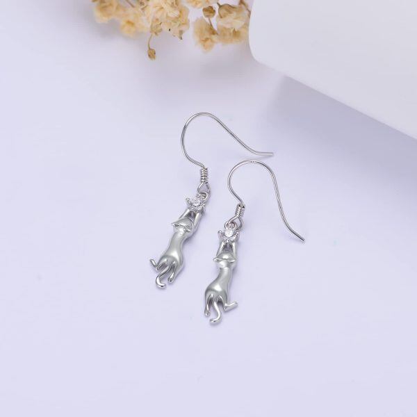 Sterling Silver Cat Earrings-3