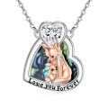 wholesale 925 Sterling Silver Heart Crystal Mother & Child Fox Pendant Necklace for Women-0-0