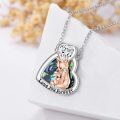 wholesale 925 Sterling Silver Heart Crystal Mother & Child Fox Pendant Necklace for Women-0-3