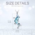 wholesale 925 Sterling Silver Blue Crystal Dolphin Pendant Necklace for Women-0-3