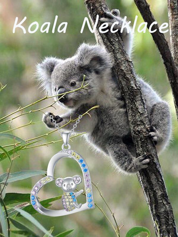 Sterling Silver Koala Heart Necklace-6