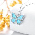 wholesale 925 Sterling Silver Blue Opal Butterfly Cremation Jewelry Keepsake Pendant Necklace with Funnel and Fill Tool-0-5