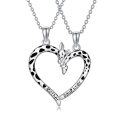 wholesale 925 Sterling Silver Mother Daughter Giraffe Heart Matching Necklaces Set-0-0