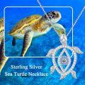 wholesale 925 Sterling Silver Sea Turtle Evil Eye Pendant Necklace with Blue Stones for Women-0-2