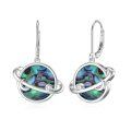 wholesale 925 Sterling Silver Abalone Shell Planet Leverback Drop Earrings for Women-0-0