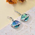 wholesale 925 Sterling Silver Abalone Shell Planet Leverback Drop Earrings for Women-0-2