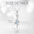 wholesale 925 Sterling Silver Snake Sun & Blue Crystal Pendant Necklace for Women-0-3