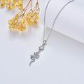 wholesale 925 Sterling Silver Snake Sun & Blue Crystal Pendant Necklace for Women-0-5
