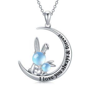 Sterling Silver Rabbit Moon Necklace-0