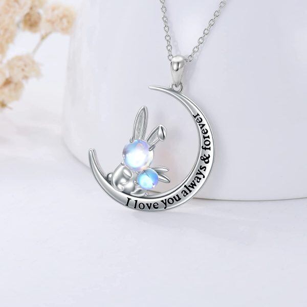 Sterling Silver Rabbit Moon Necklace-2