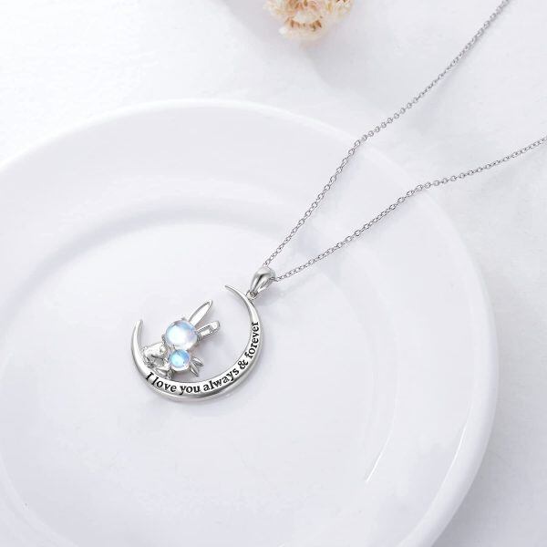 Sterling Silver Rabbit Moon Necklace-3