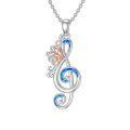 wholesale 925 Sterling Silver Blue Opal Butterfly Treble Clef Pendant Necklace for Women-0-0