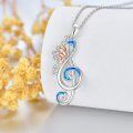 wholesale 925 Sterling Silver Blue Opal Butterfly Treble Clef Pendant Necklace for Women-0-2