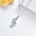 wholesale 925 Sterling Silver Blue Opal Butterfly Treble Clef Pendant Necklace for Women-0-3