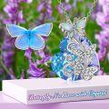 wholesale 925 Sterling Silver Blue Crystal Heart with Opal Butterflies Pendant Necklace for Women-0-1