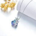 wholesale 925 Sterling Silver Blue Crystal Heart with Opal Butterflies Pendant Necklace for Women-0-4