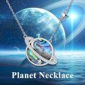 wholesale 925 Sterling Silver Abalone Shell & Star Crystal Planet Pendant Necklace for Women-0-2