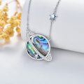 wholesale 925 Sterling Silver Abalone Shell & Star Crystal Planet Pendant Necklace for Women-0-4