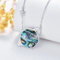 wholesale 925 Sterling Silver Abalone Shell & Star Crystal Planet Pendant Necklace for Women-0-5