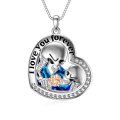 wholesale 925 Sterling Silver Austrian Crystal Skull & Rose Heart Pendant Necklace for Women-0-0