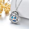 wholesale 925 Sterling Silver Austrian Crystal Skull & Rose Heart Pendant Necklace for Women-0-5