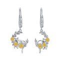 wholesale 925 Sterling Silver Cat & Sunflower Moon Dangle Earrings for Women-0-0