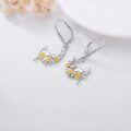 wholesale 925 Sterling Silver Cat & Sunflower Moon Dangle Earrings for Women-0-2
