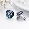 wholesale 925 Sterling Silver Blue Crystal Bat Stud Earrings for Women-0-5