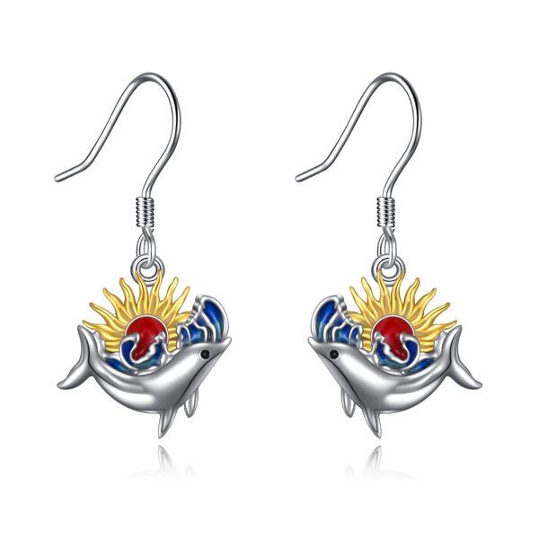 Sterling Silver Dolphin Earrings-0