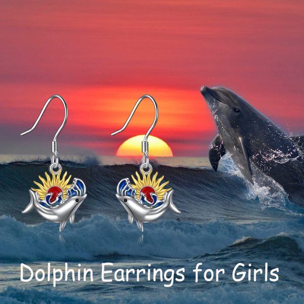 Sterling Silver Dolphin Earrings-3